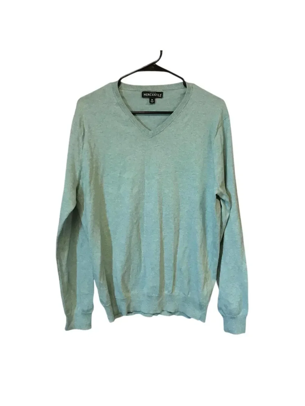J.Crew Mercantile V Neck Sweater Men’s M Green 100% Cotton Lightweight Knit